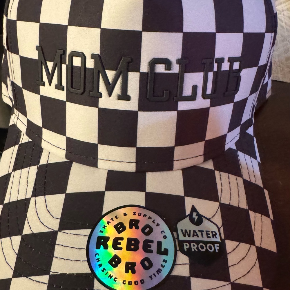 Mom Club Checkerboard Baseball Cap - Black & White